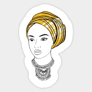 Beautiful african girl in orange turban and necklace Sticker